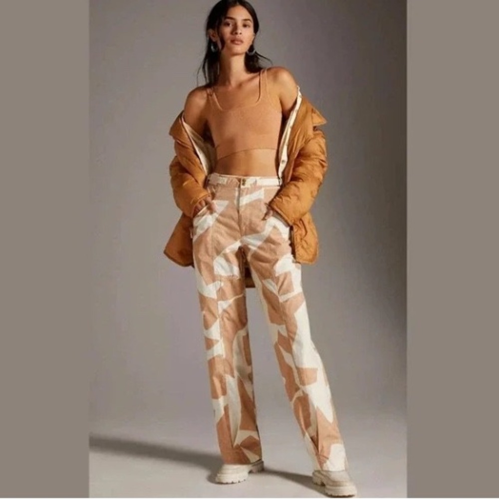 Anthropologie Utility‎ Barrel Pants Camo Print Size 6
